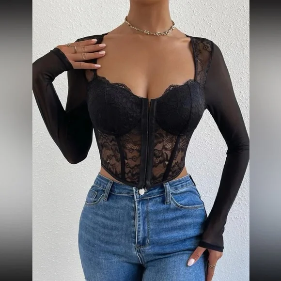 Boho lace bustier corset crop top